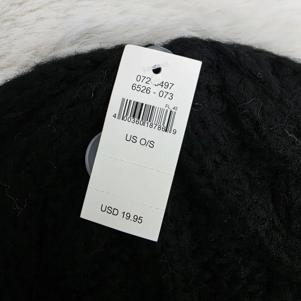 Aerie Black Chunky Cable Knit Beanie Hat NWT Eco Friendly Recycled Winter OS